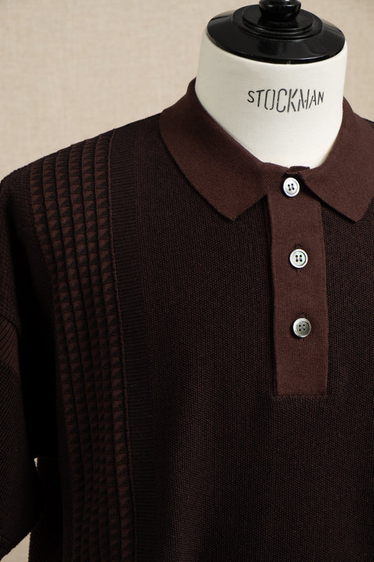 Aotsuyu Knit Polo - Brown Two-Tone