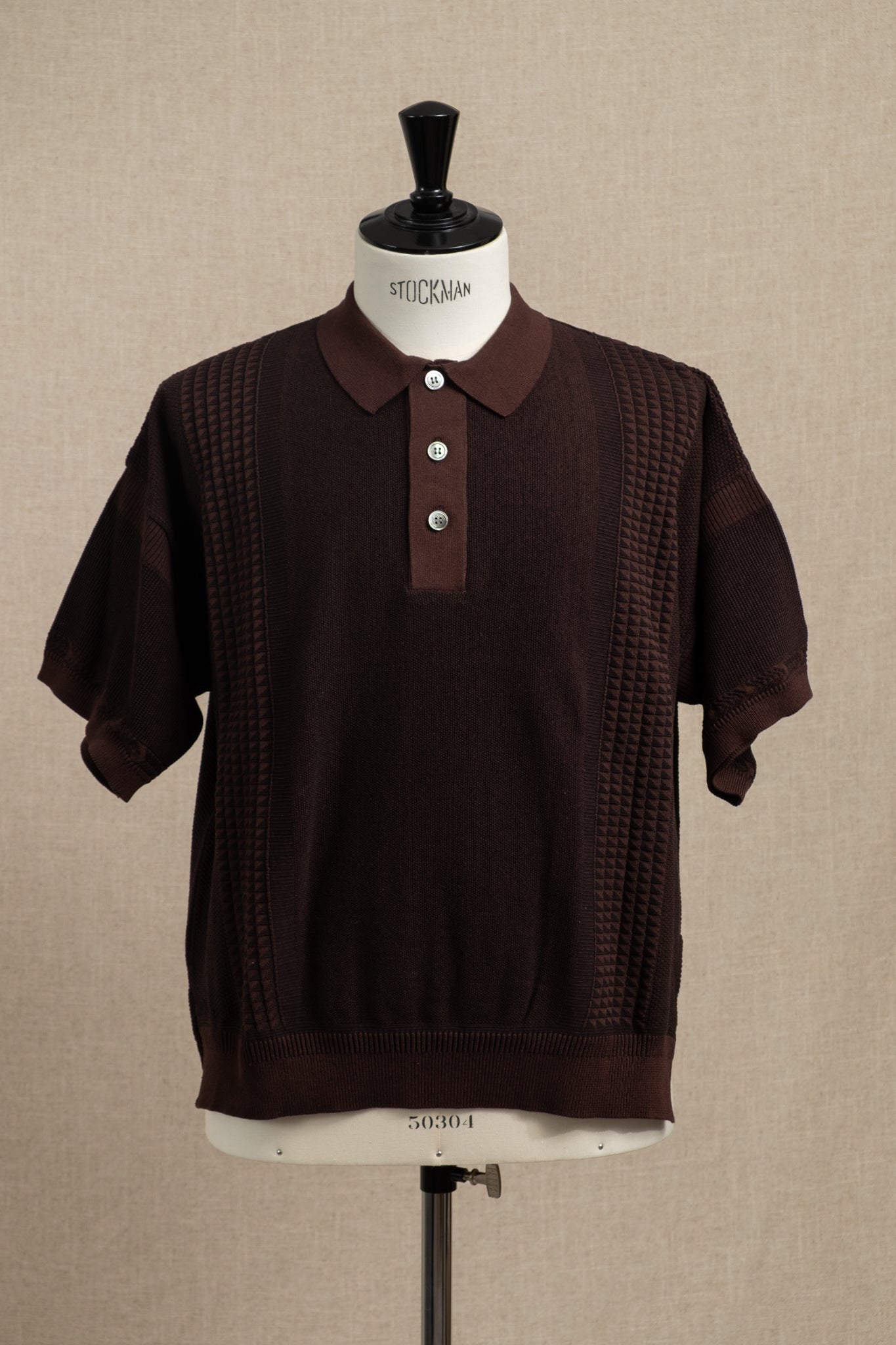 26SS YASHIKI ヤシキ ブラウン Aotsuyu Knit Polo Yashiki Aotsuyu Knit Polo - Brown Two-Tone – Circle of Friends Shop