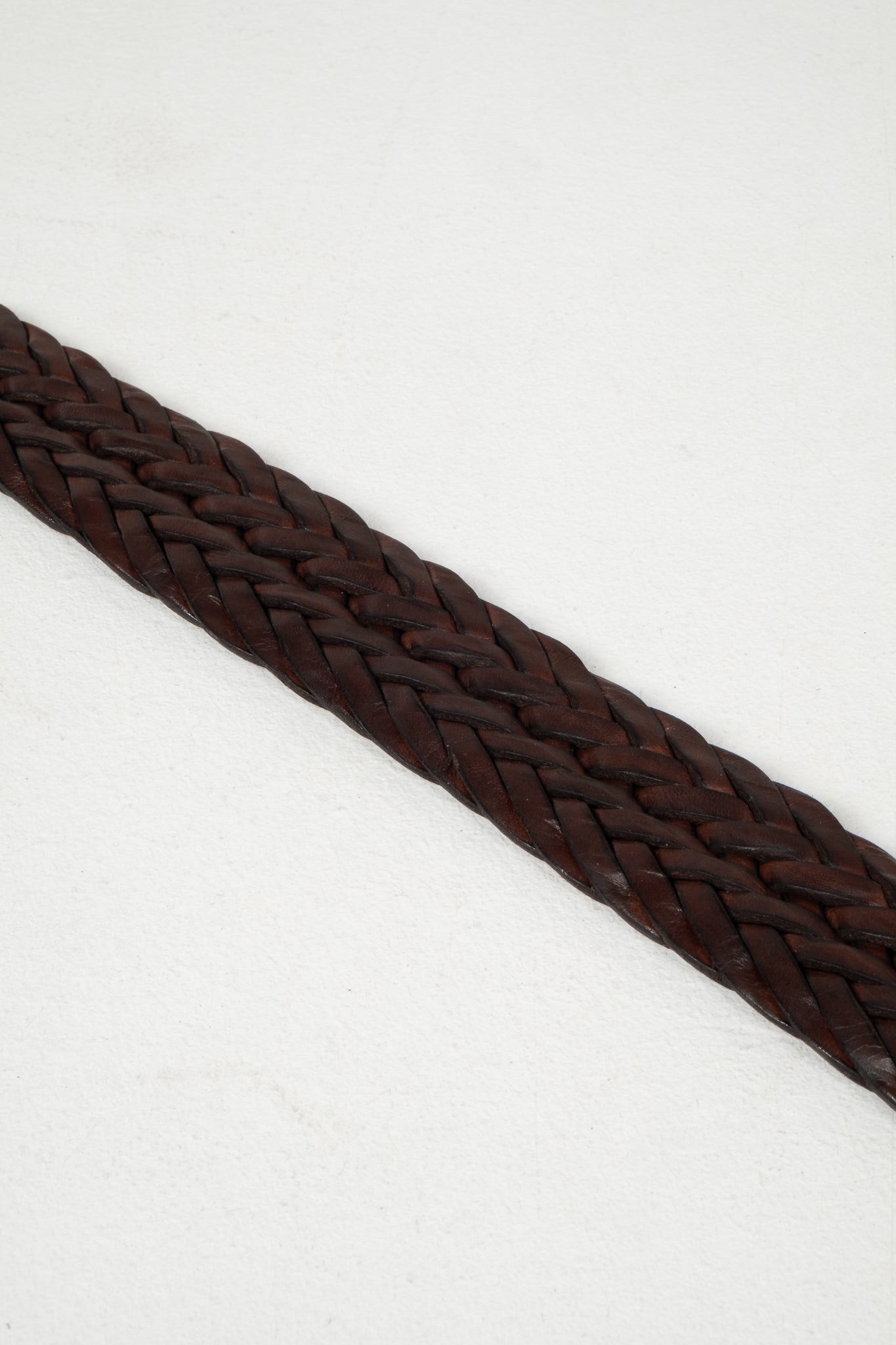 Braided Leather Belt - Brown