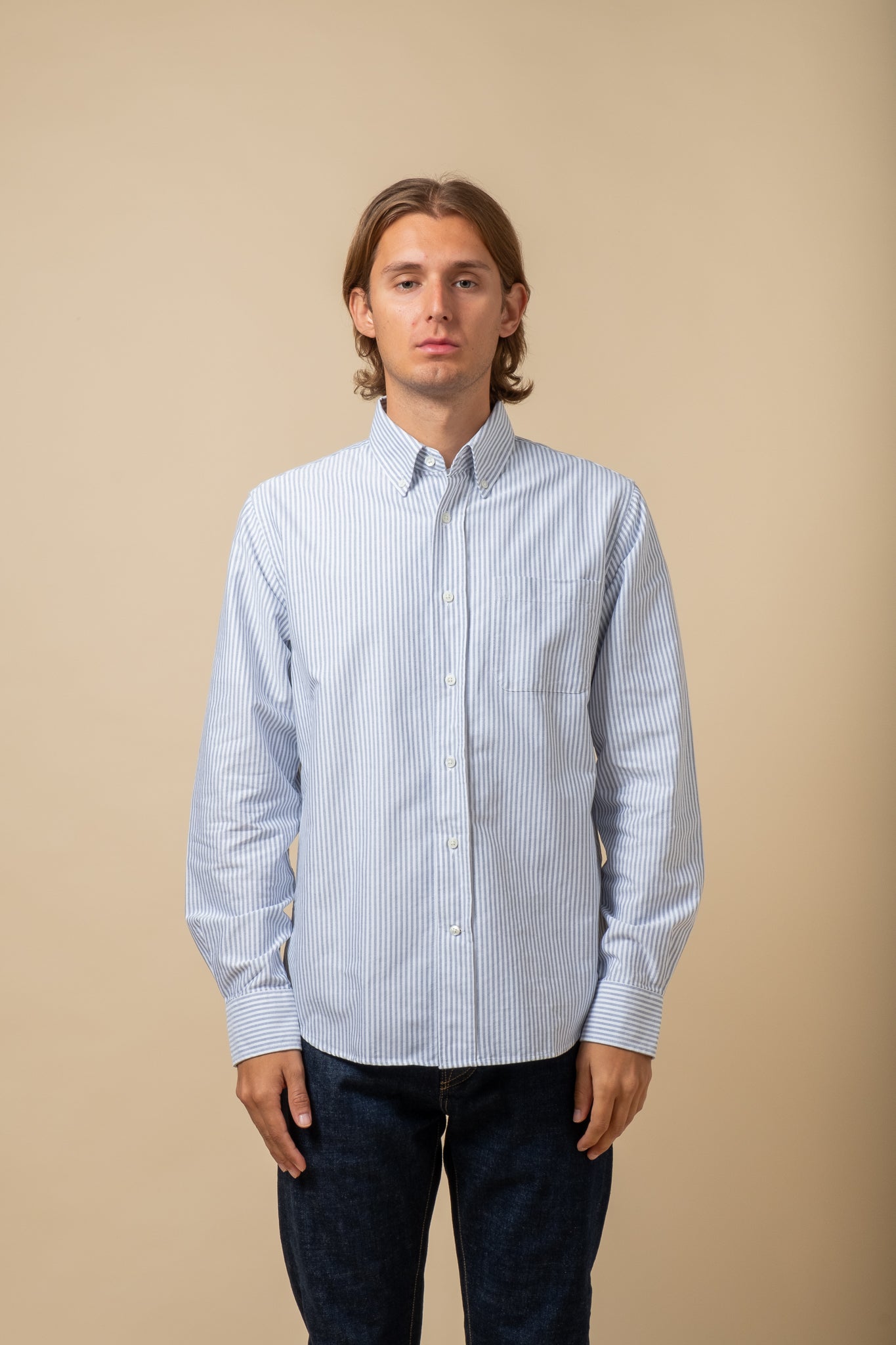 Button Down American Oxford - Blue Stripe