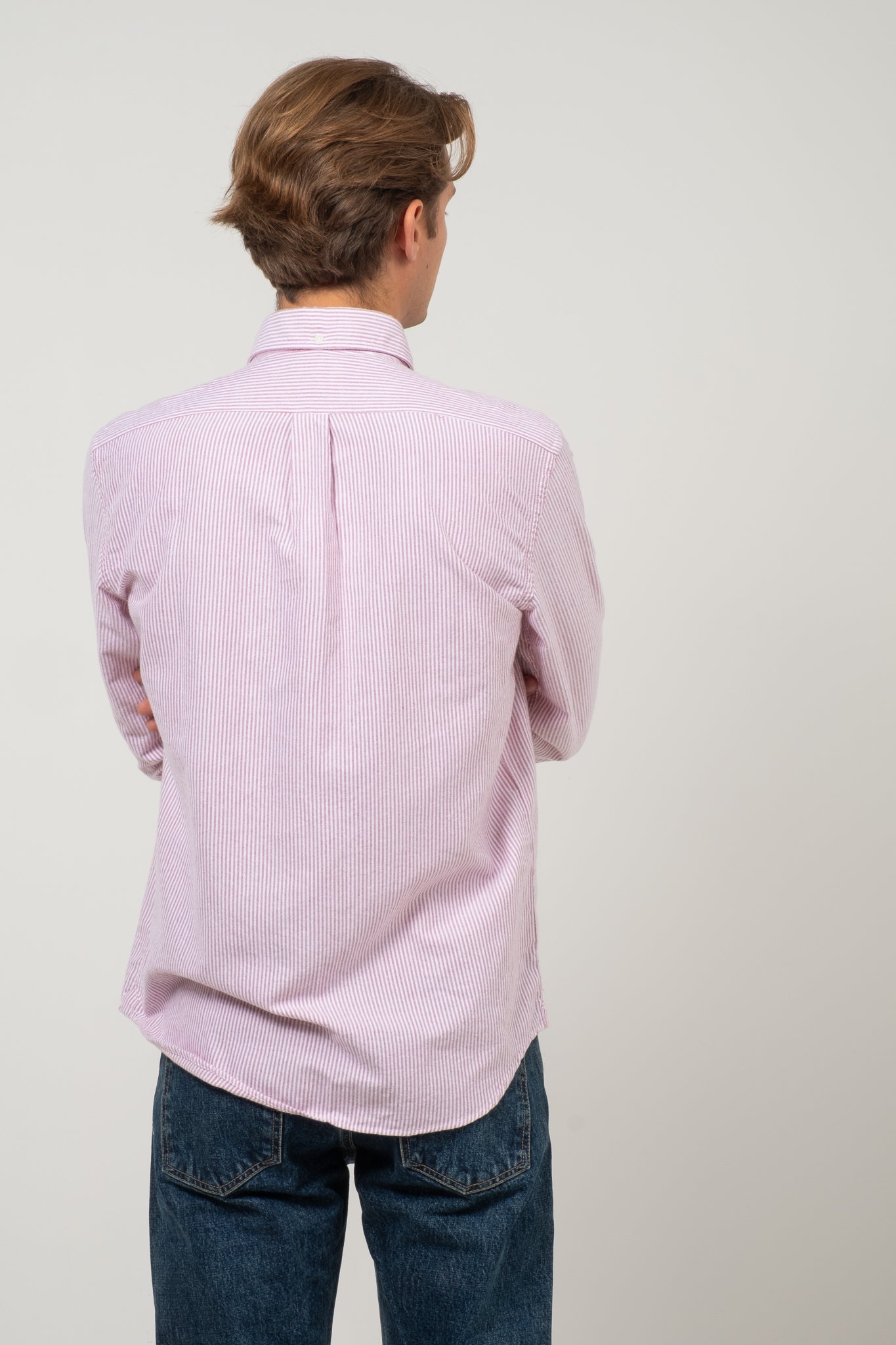 Button Down Brushed Oxford - Red Stripe