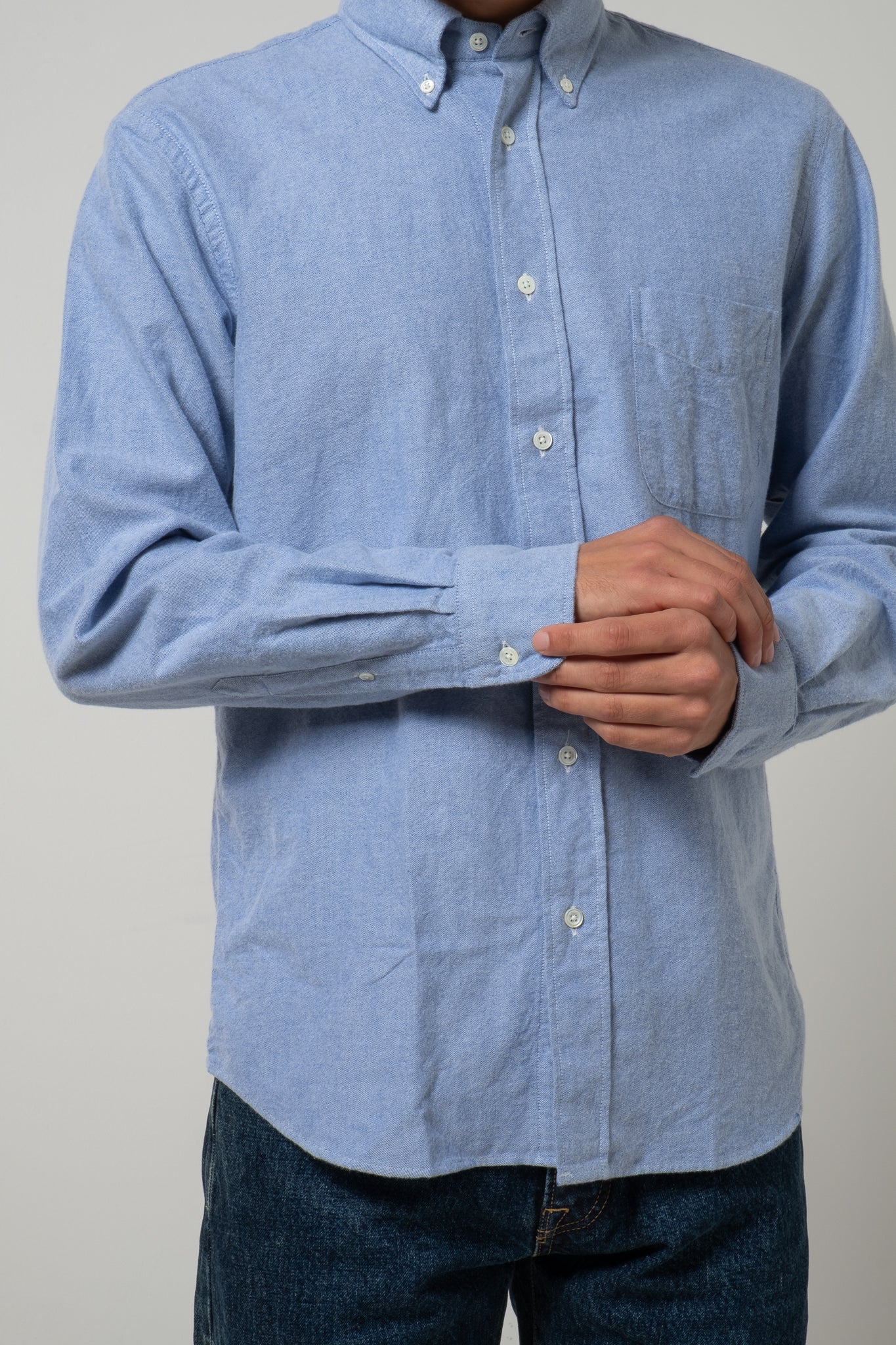 Button Down Brushed Oxford - Washed Blue