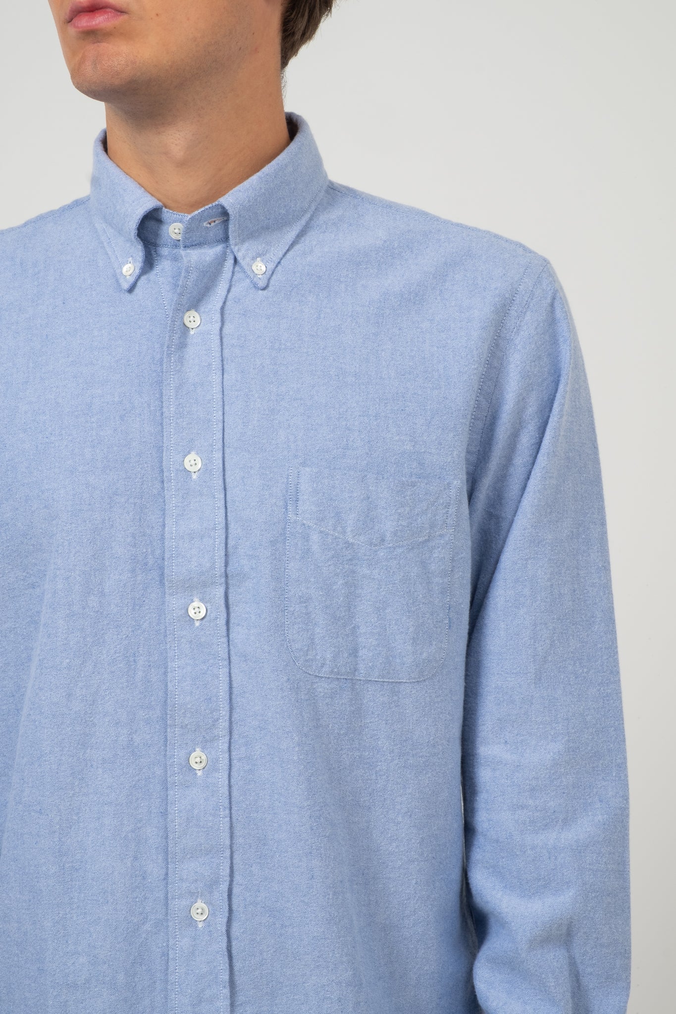 Button Down Brushed Oxford - Washed Blue