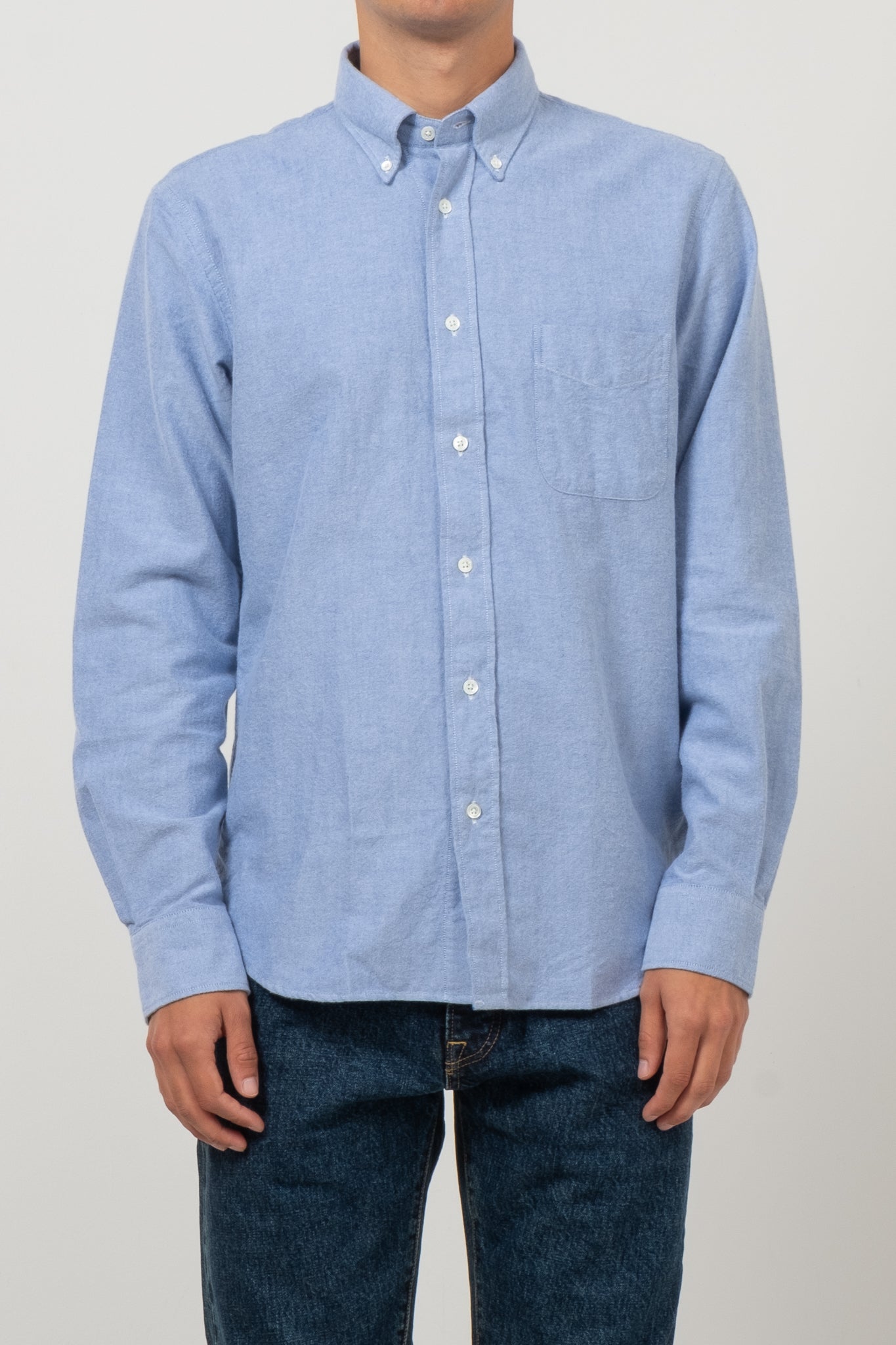 Button Down Brushed Oxford - Washed Blue