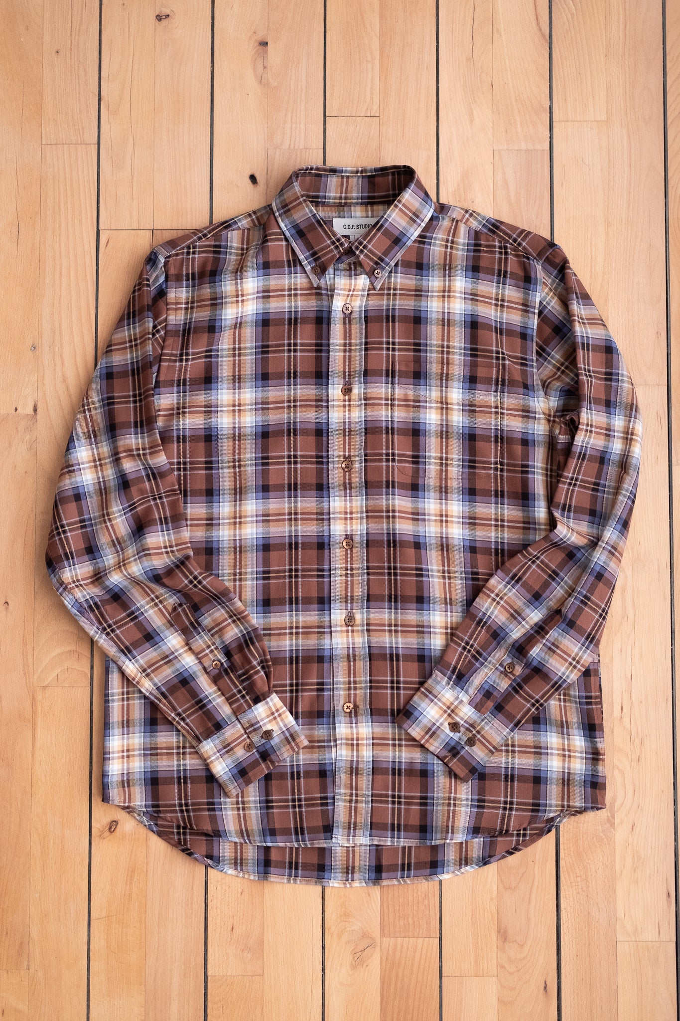 Button Down Fine Twill - Nutella Check