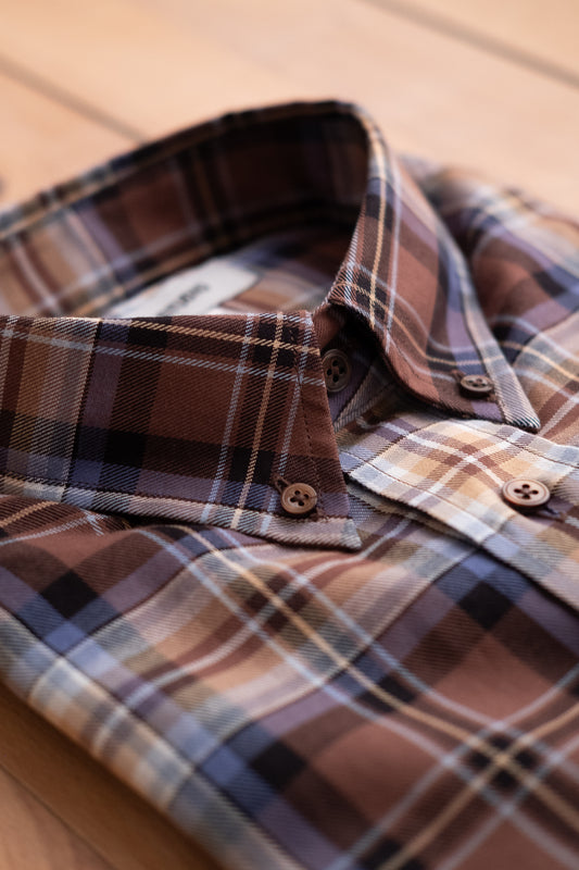 Button Down Fine Twill - Nutella Check