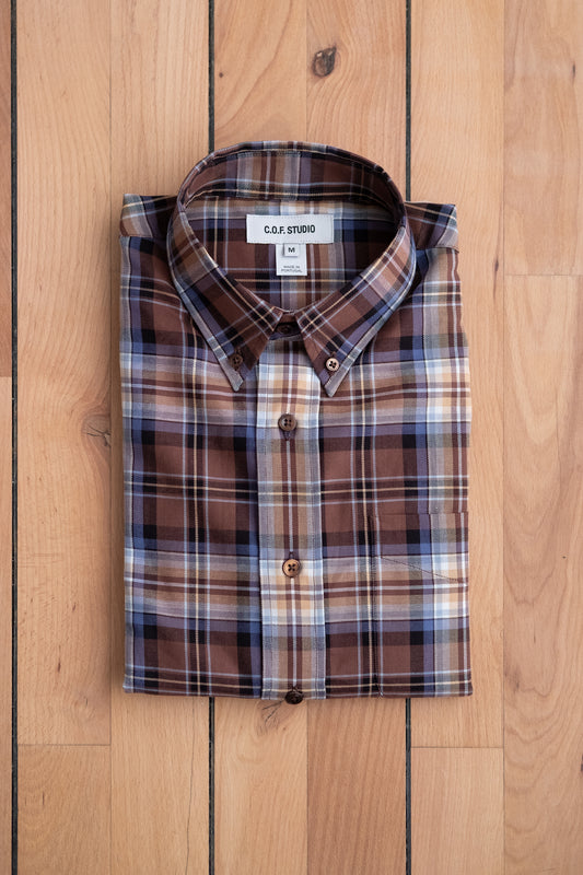 Button Down Fine Twill - Nutella Check