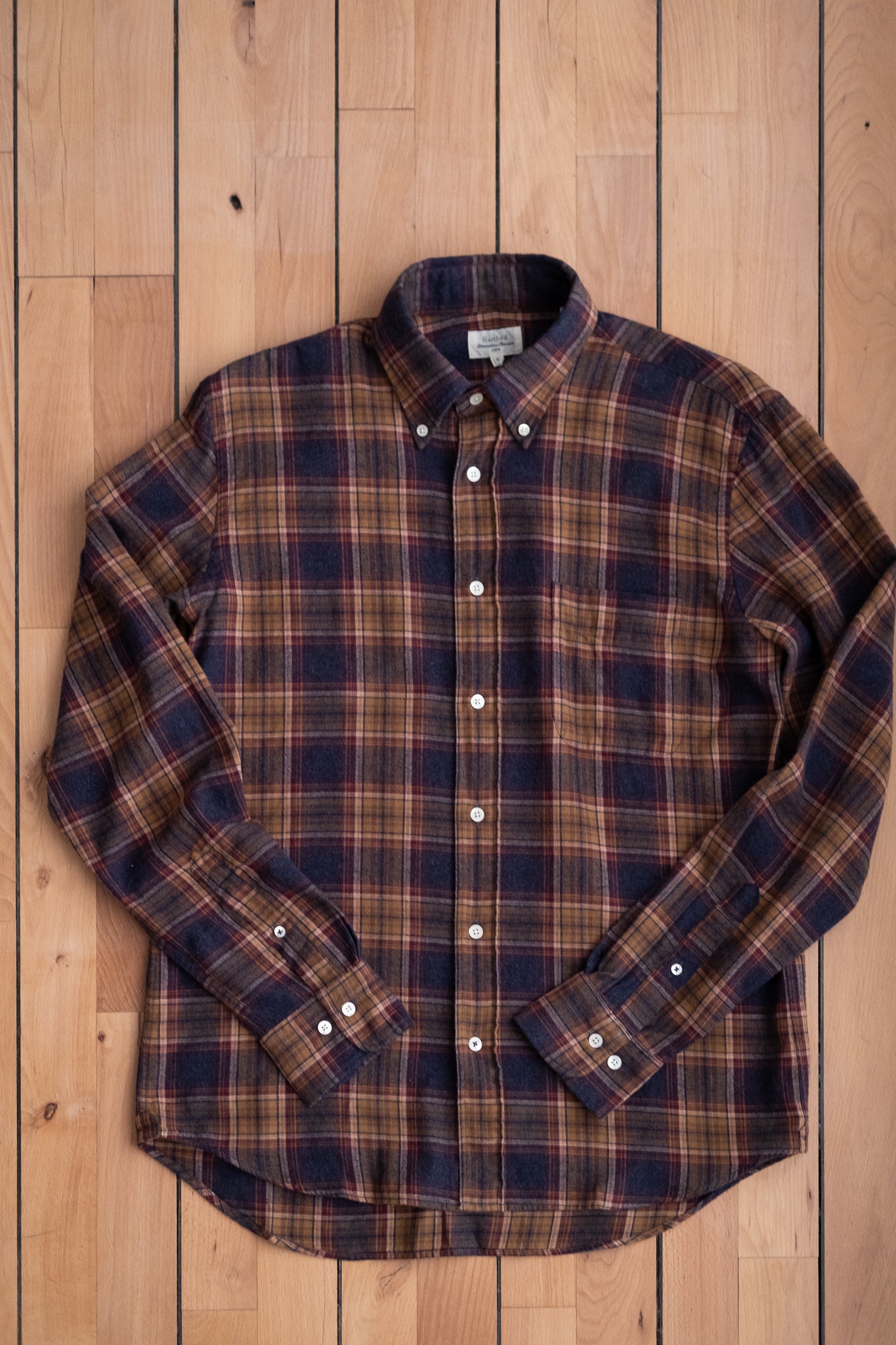 Button Down Flannel Shirt - Blue & Brown Plaid