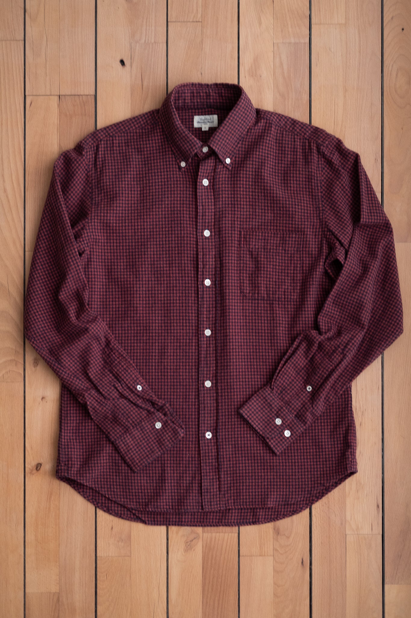 Button Down Flannel Shirt - Navy & Red Check