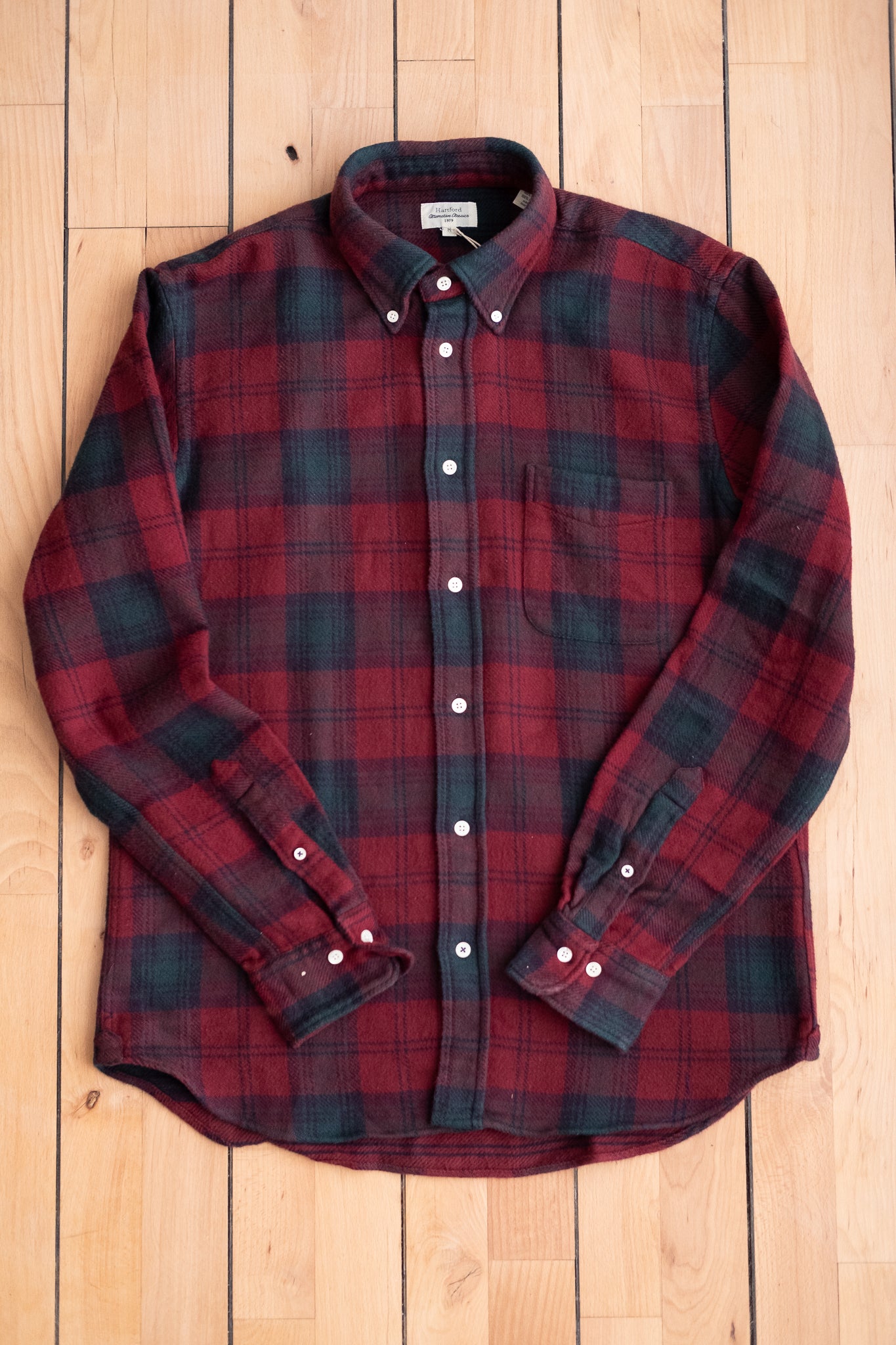 Button Down Flannel Shirt - Wine Plaid