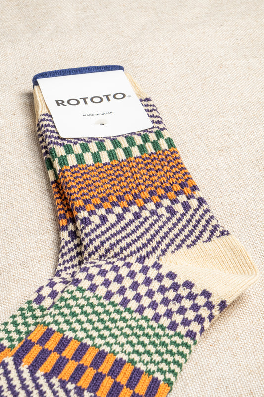 Check & Step Socks - Blueberry
