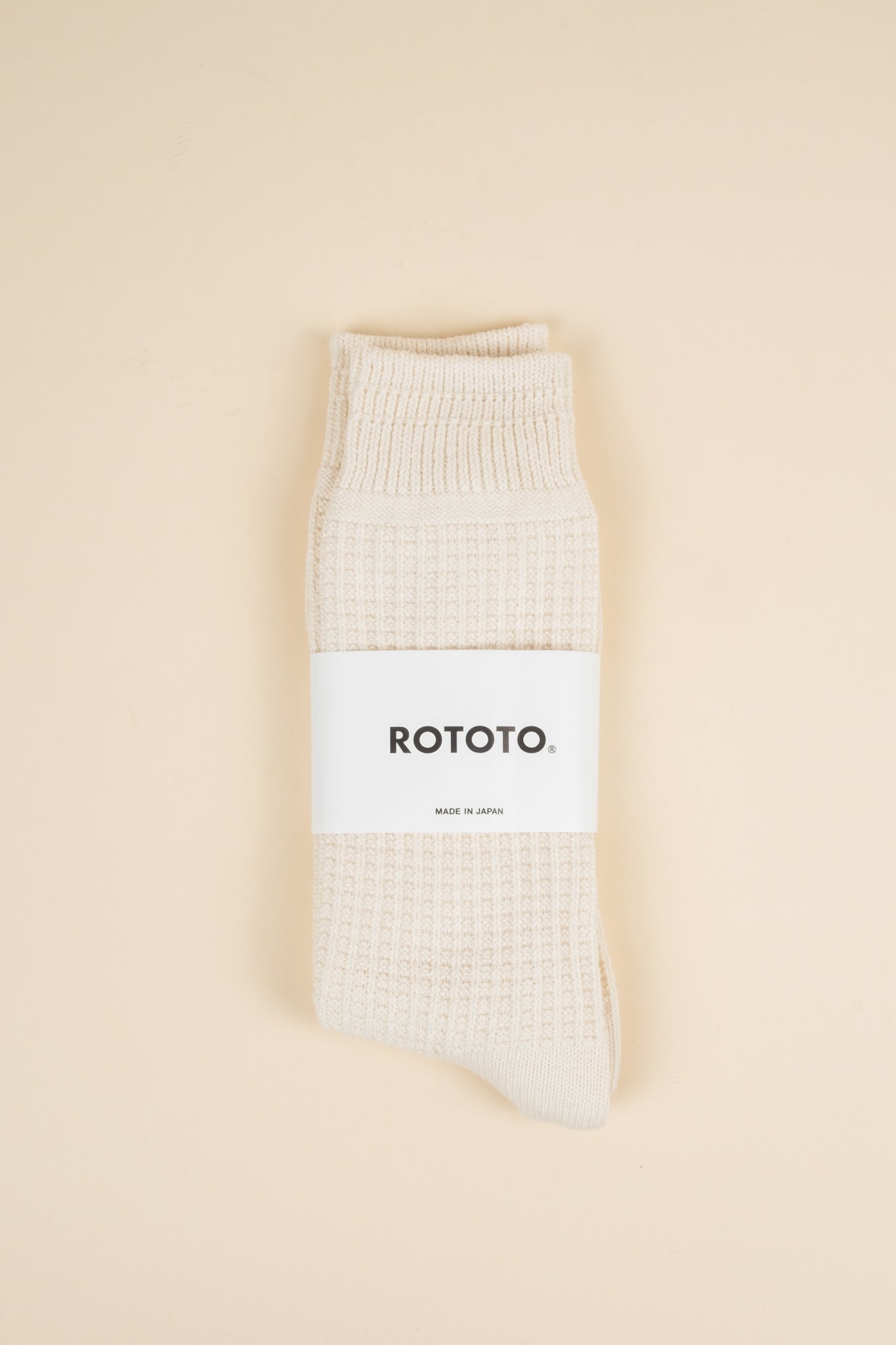 Cotton Waffle Crew Sock - Raw White