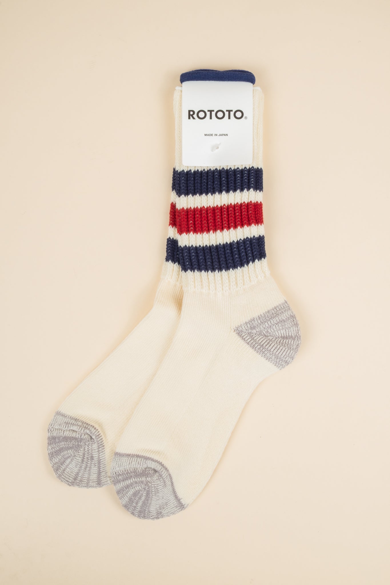 Course Ribbed Oldschool Crew Sock - Navy x Red