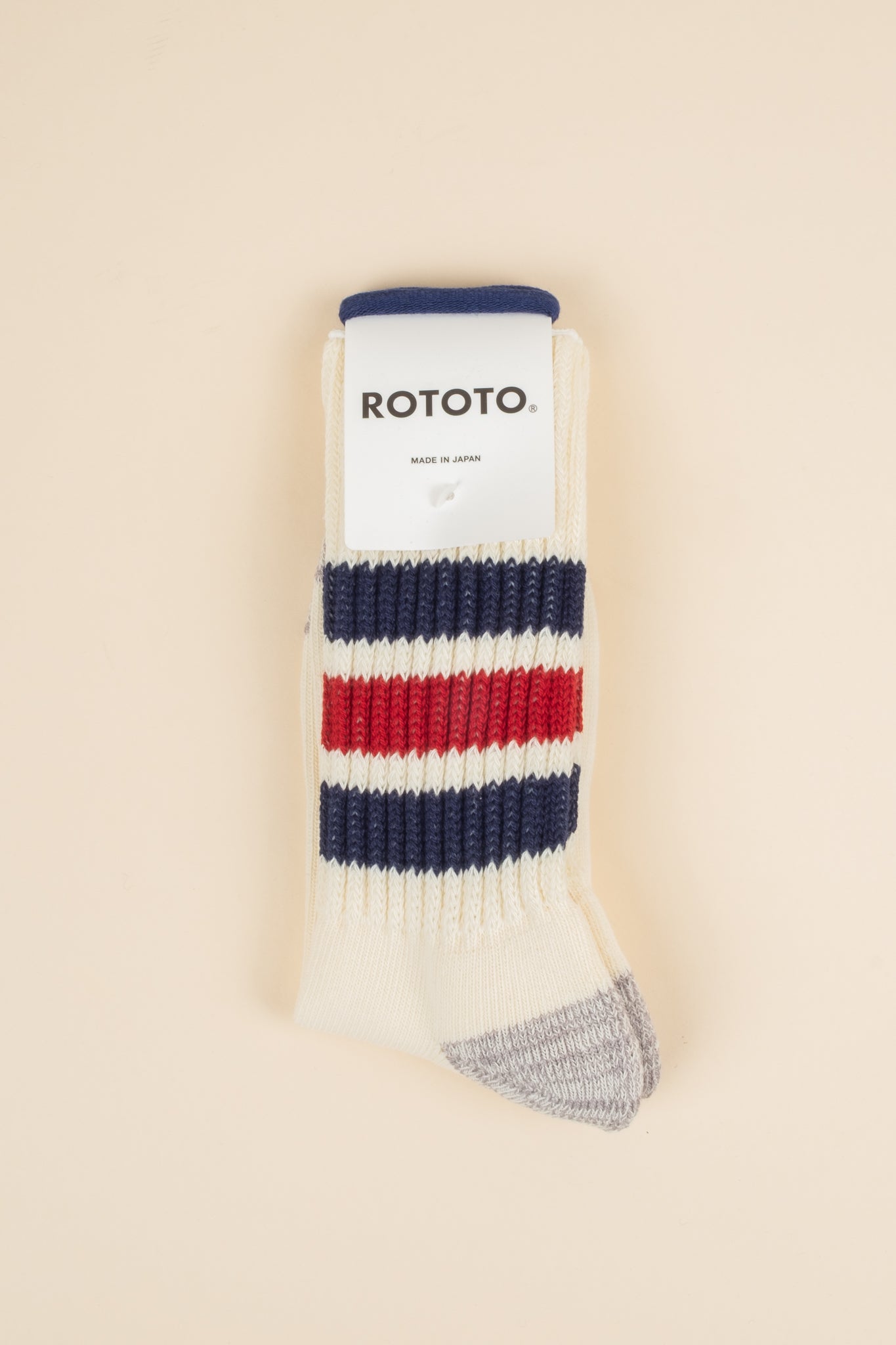 Course Ribbed Oldschool Crew Sock - Navy x Red