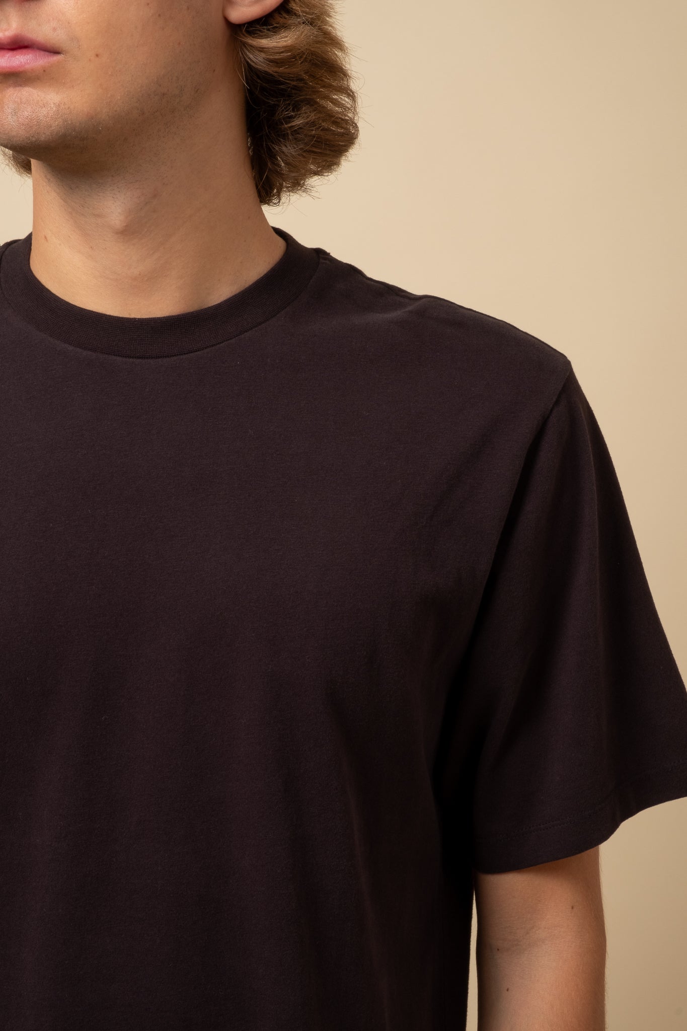 Crewneck T-Shirt Peach Jersey - Black