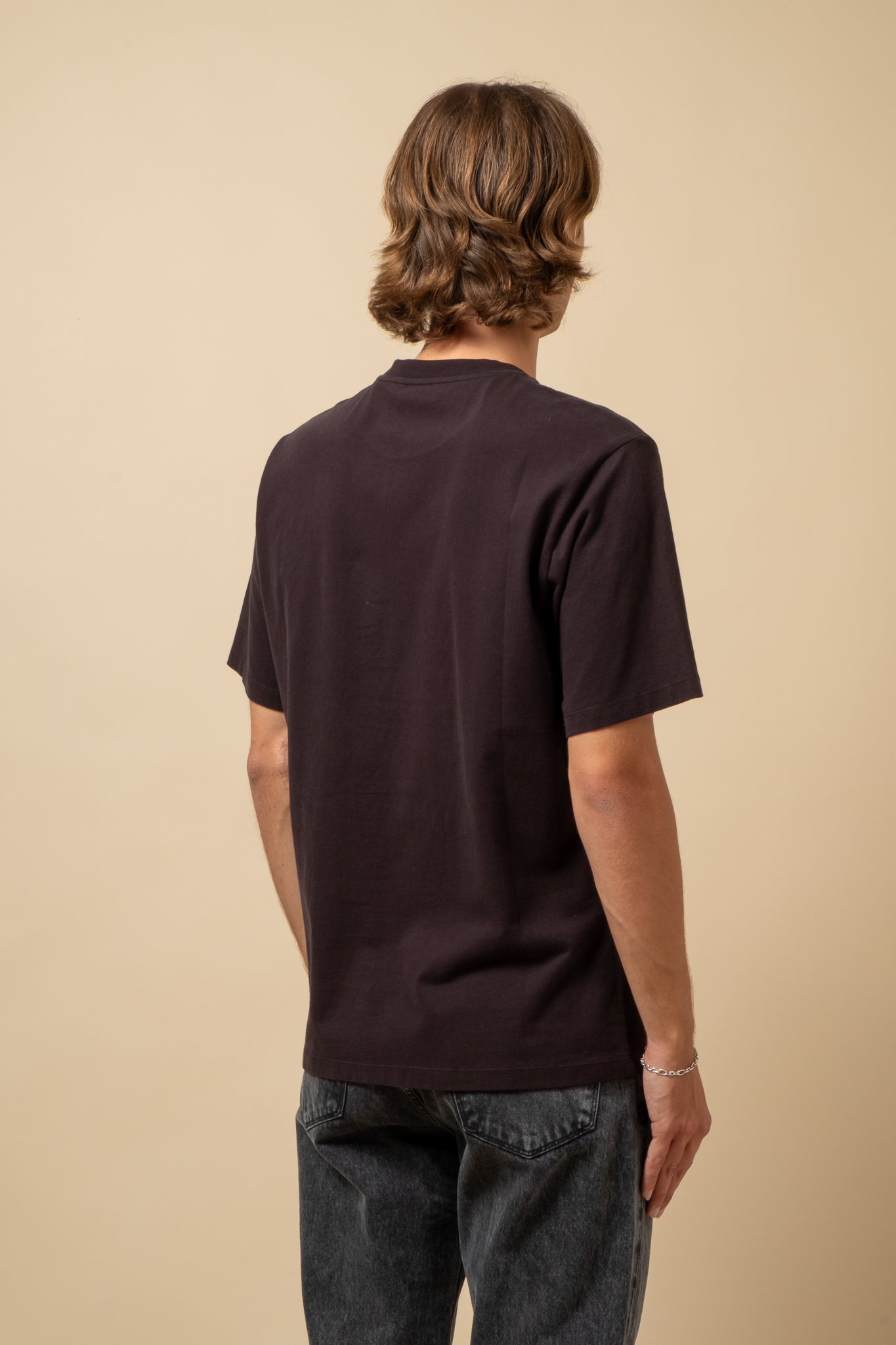 Crewneck T-Shirt Peach Jersey - Black