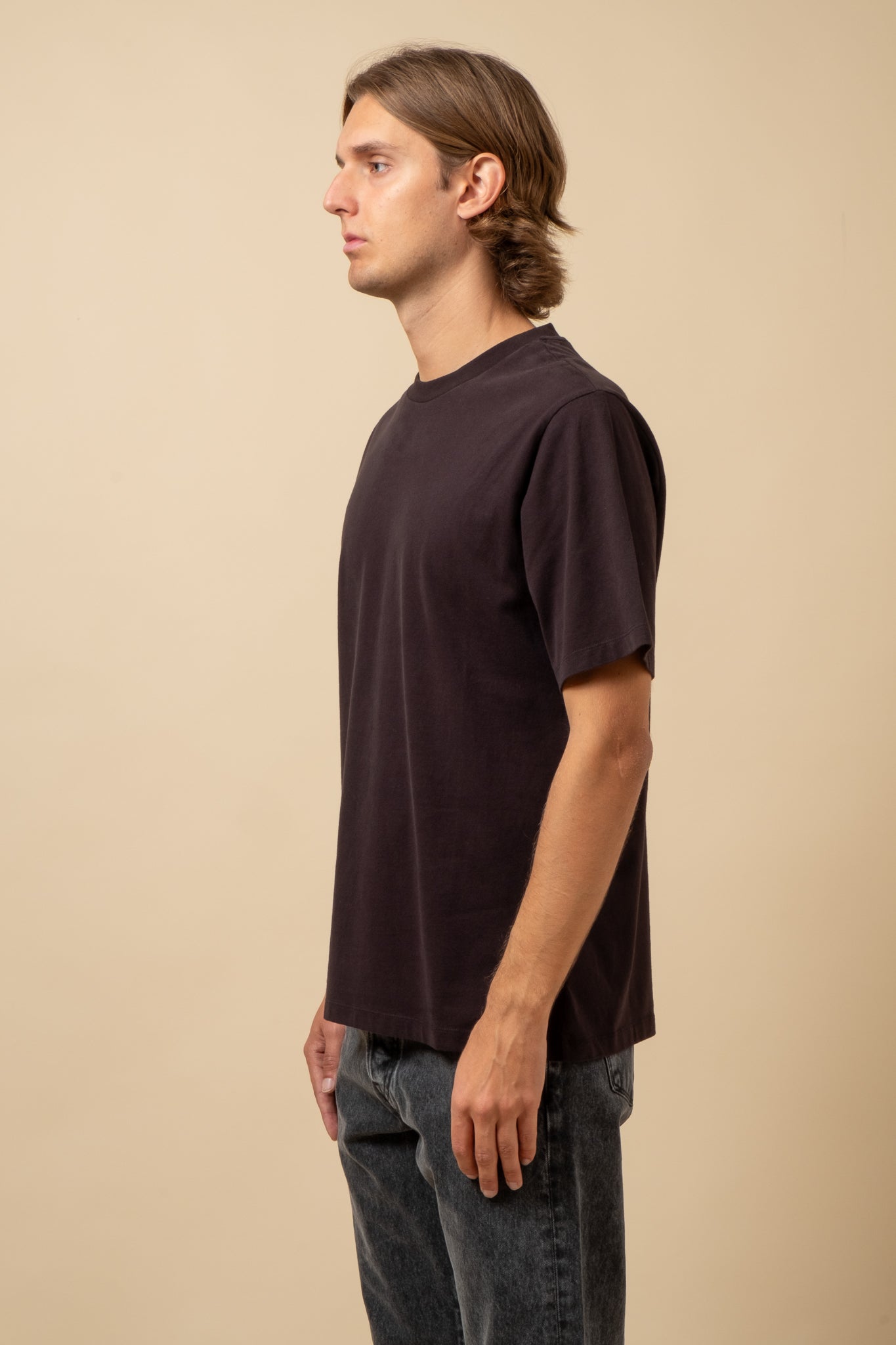 Crewneck T-Shirt Peach Jersey - Black