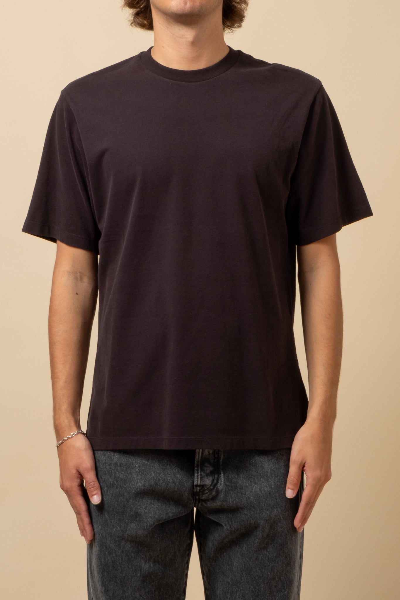 Crewneck T-Shirt Peach Jersey - Black