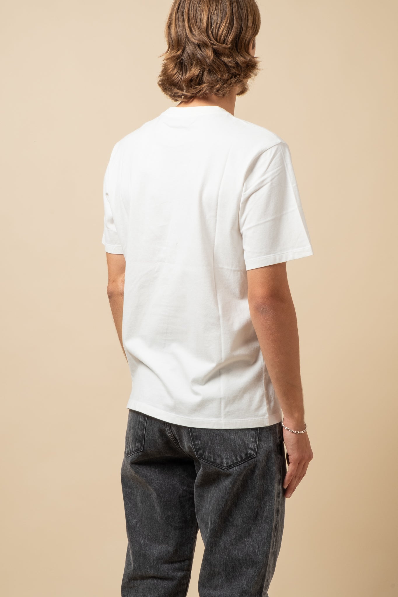 Crewneck T-Shirt Peach Jersey - White