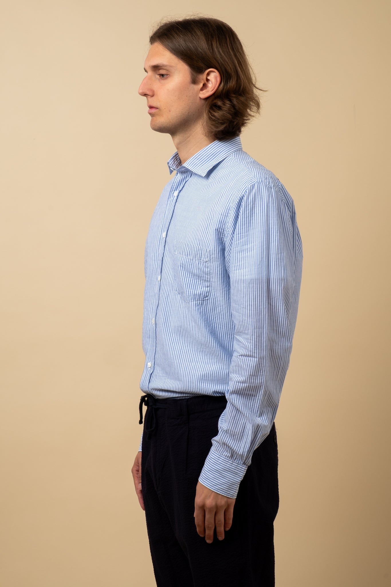 Cutaway Woven Cotton - Blue Stripe