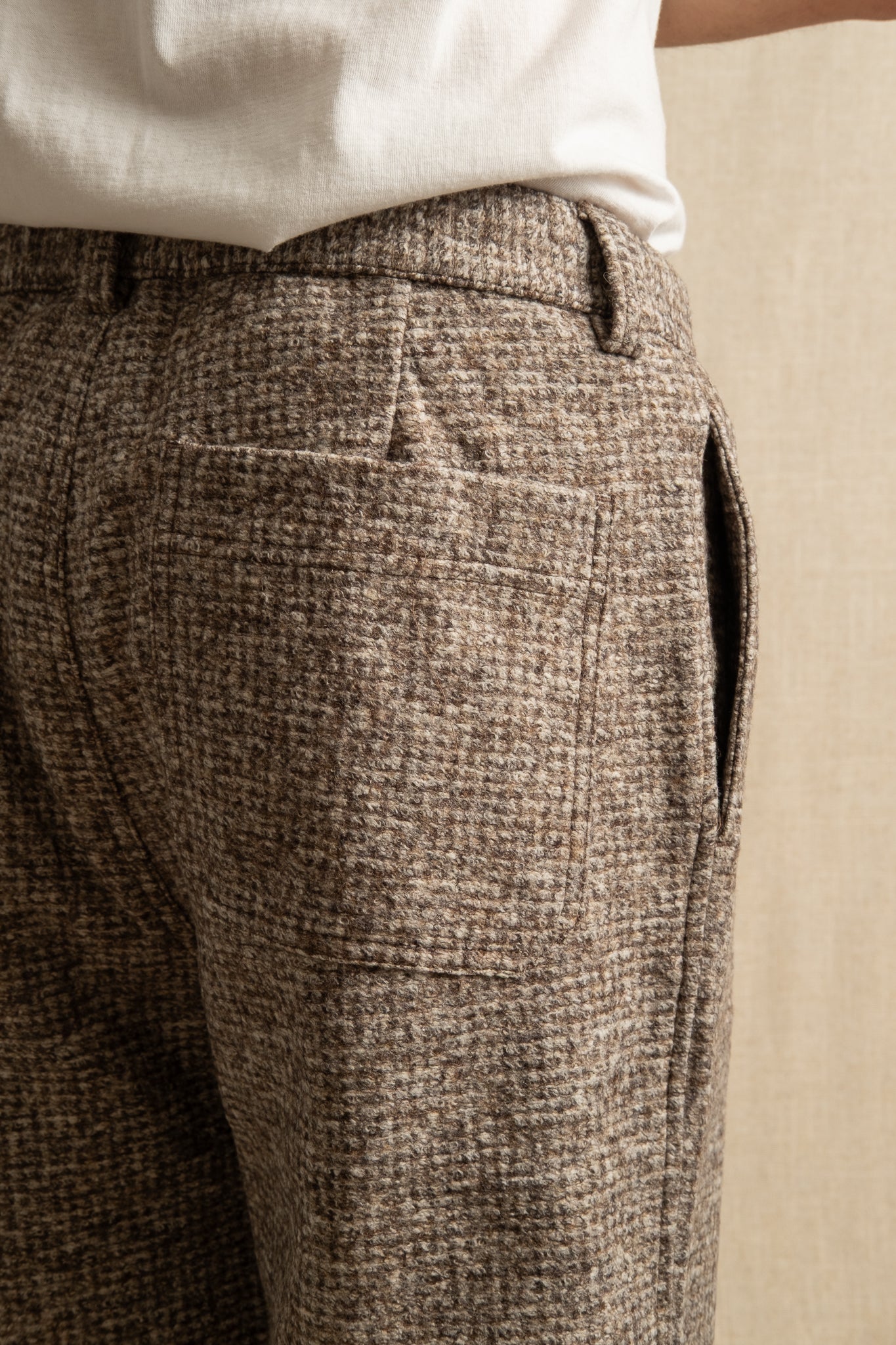 Doune Pant Bonded Wool Check - Taupe