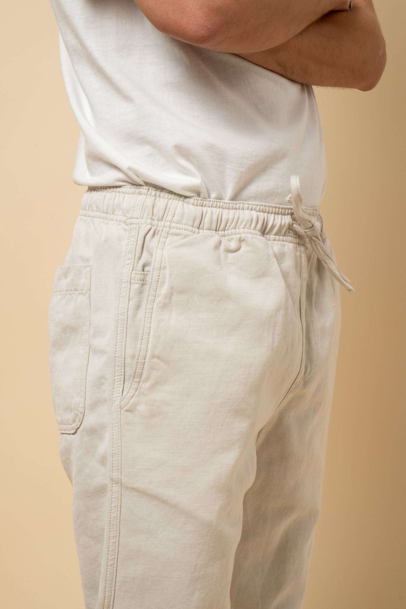 Drawstring Pants Light Cotton Linen - Ecru