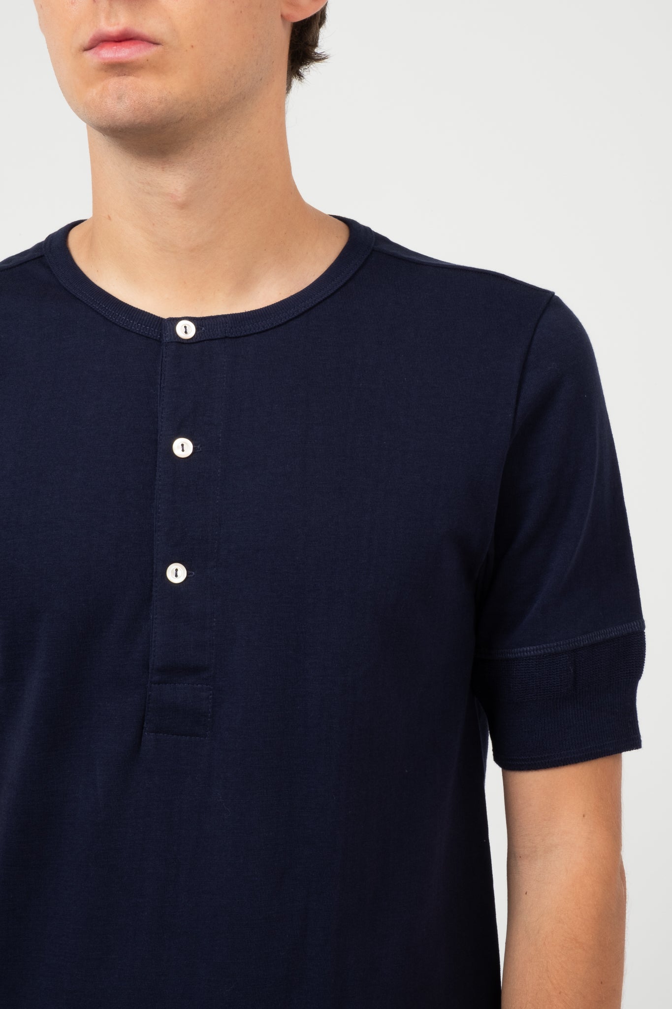 Good Originals 8.6oz Loopwheeled Henley - Ink Blue
