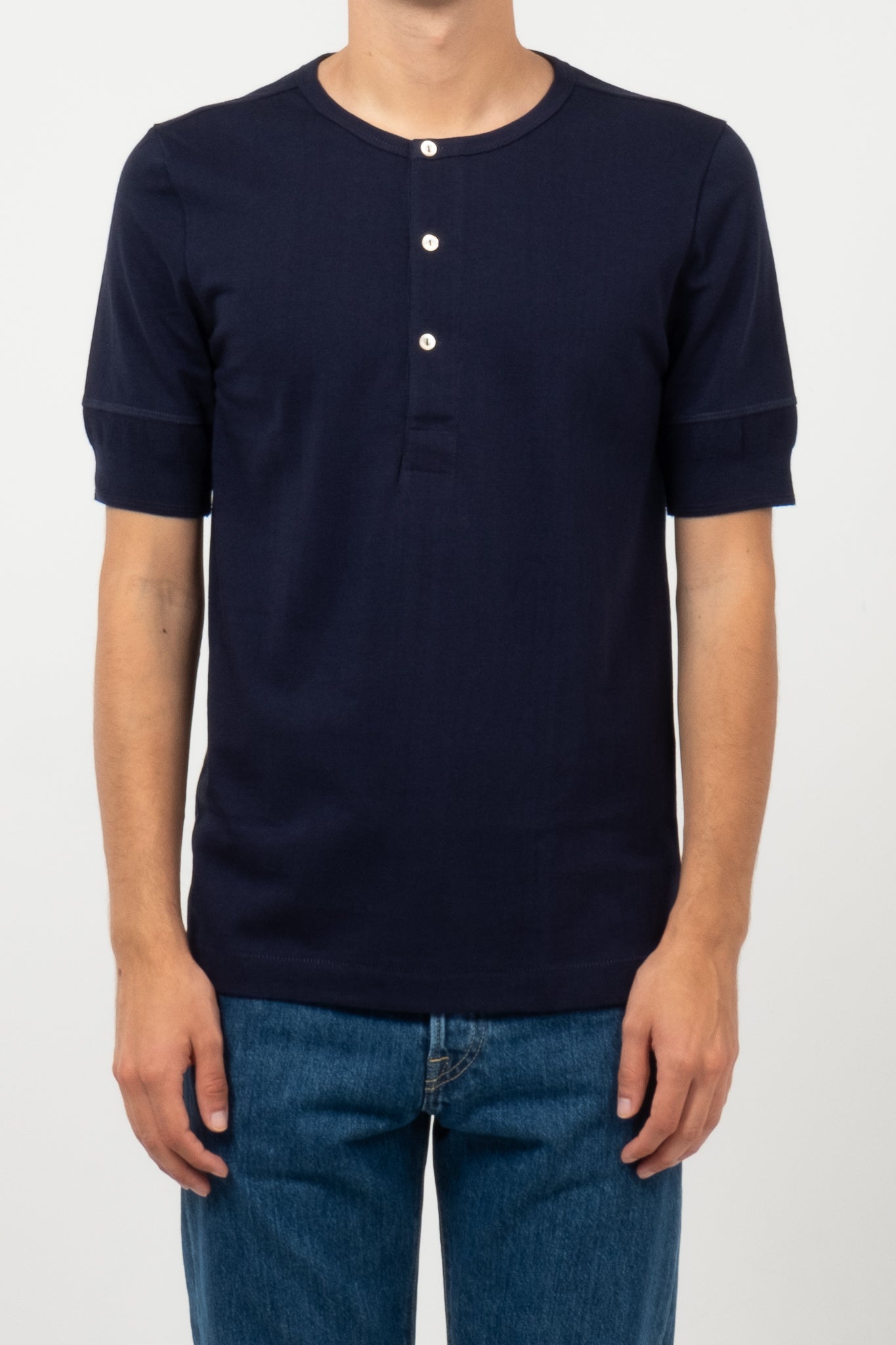 Good Originals 8.6oz Loopwheeled Henley - Ink Blue