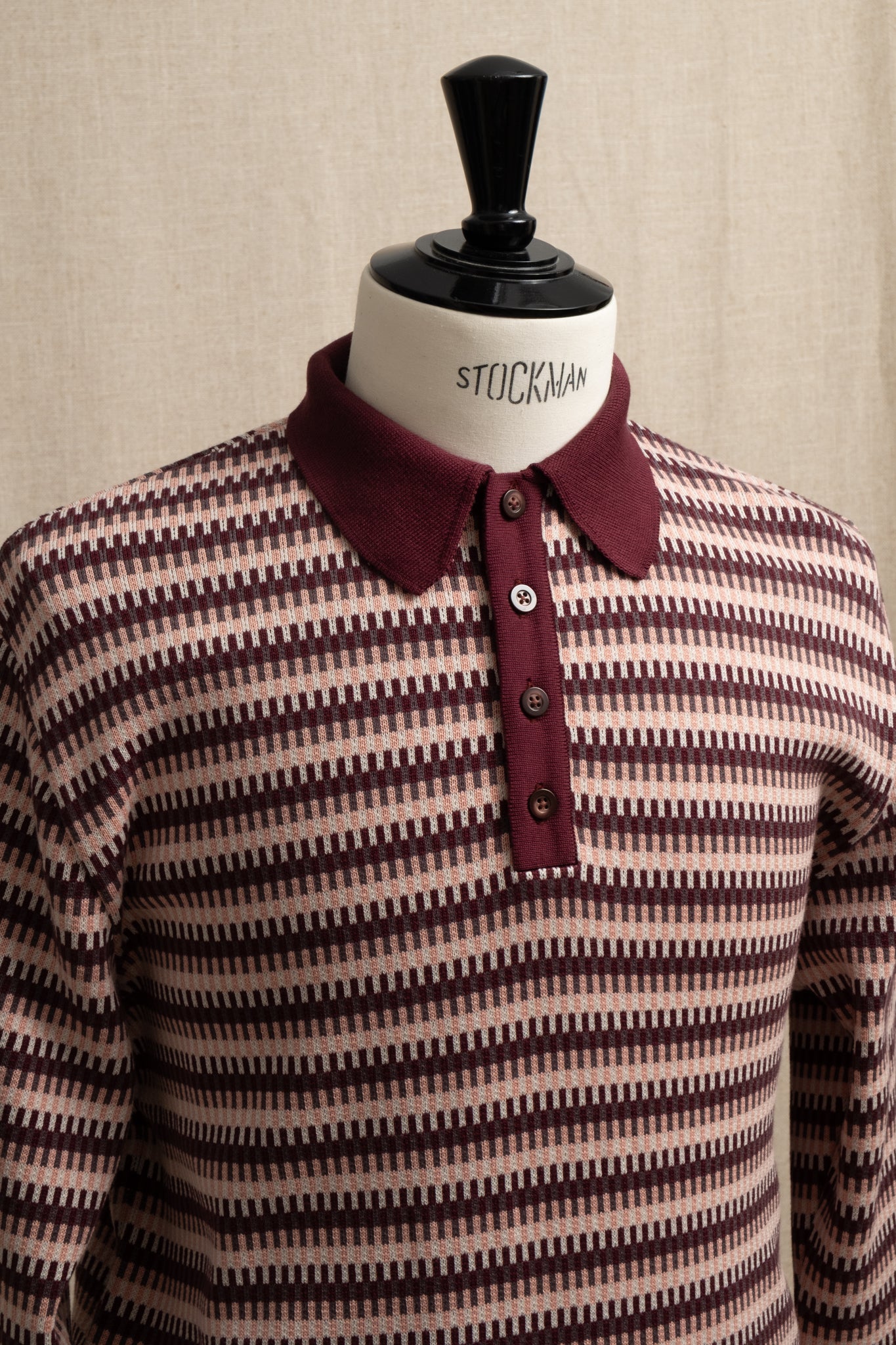 Knit Polo Sweater - Pink Mosaic