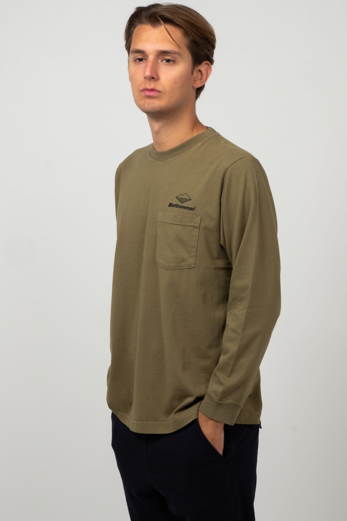 Long Sleeve Team Pocket Tee - Olive