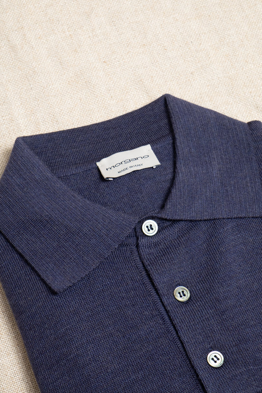 Merino Polo - Blue Melange