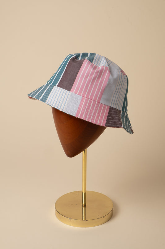 Multi Stripe Bucket Hat  - Pink