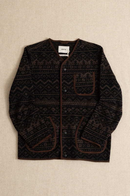 Neist Cardigan Knitted Fairisle - Peat & Black