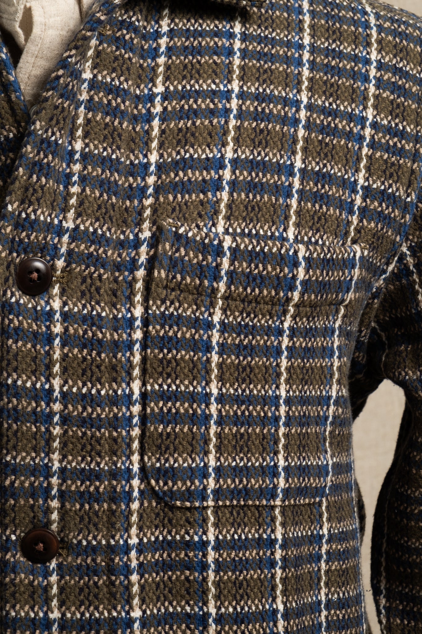 No.106 Shirt Jacket Chevron Weave - Green x Blue