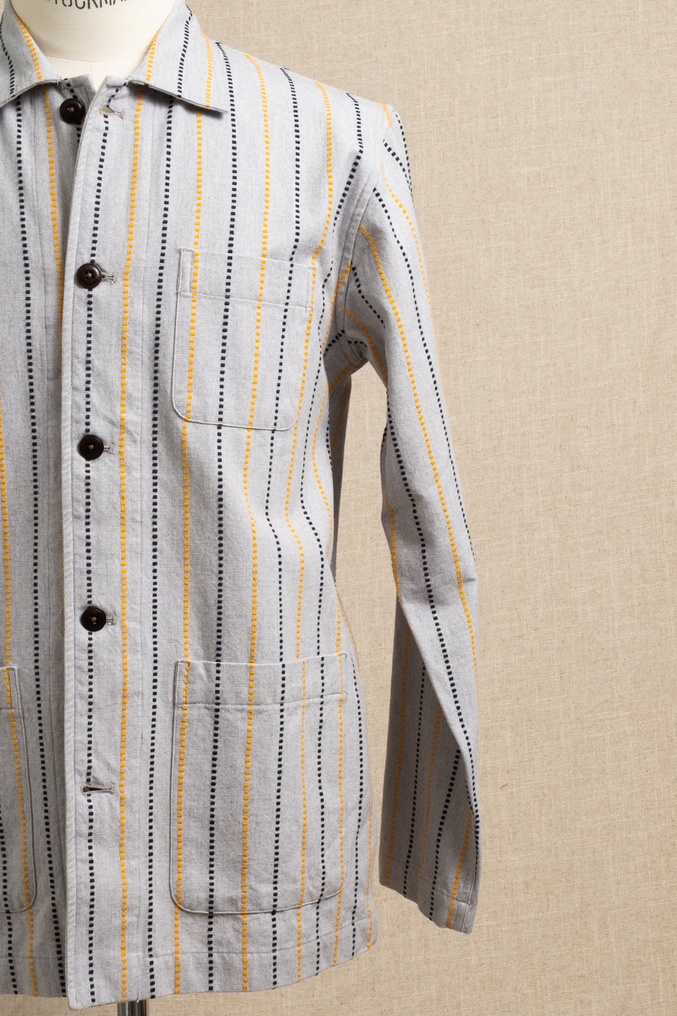 No.106 Shirt Jacket Jacquard Weave - Yellow Stripe
