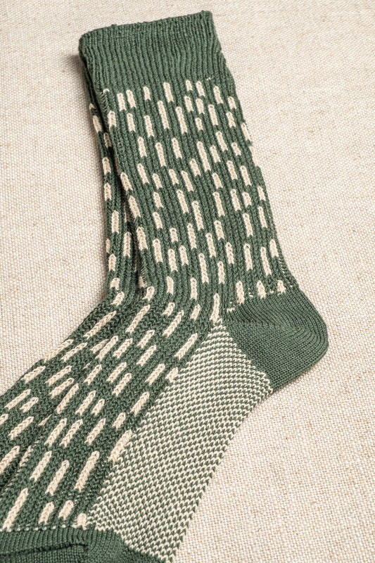 Rain Drop Crew - Green/Ivory