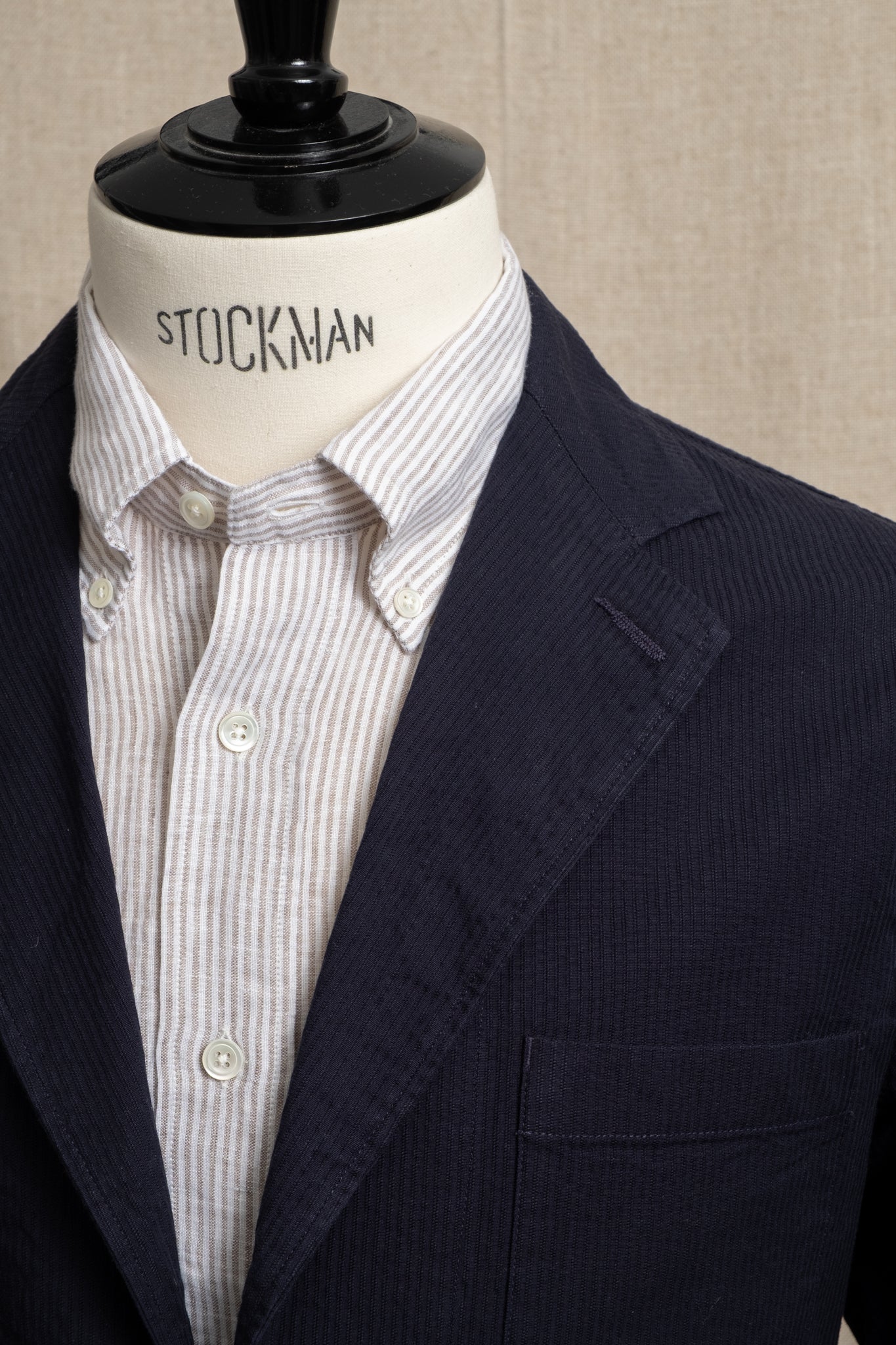 Seersucker Blazer - Dark Navy