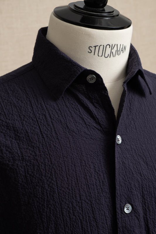 Seersucker Pocket Shirt - Navy