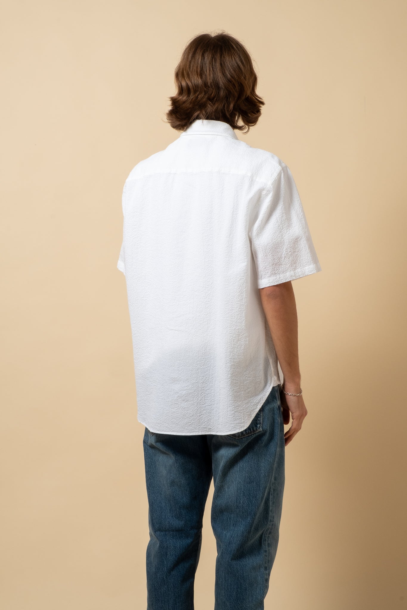 Short Sleeve Seersucker Shirt - White