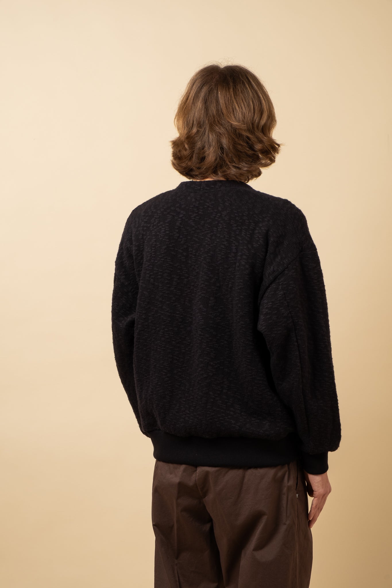 Slub Knit Cardigan - Black
