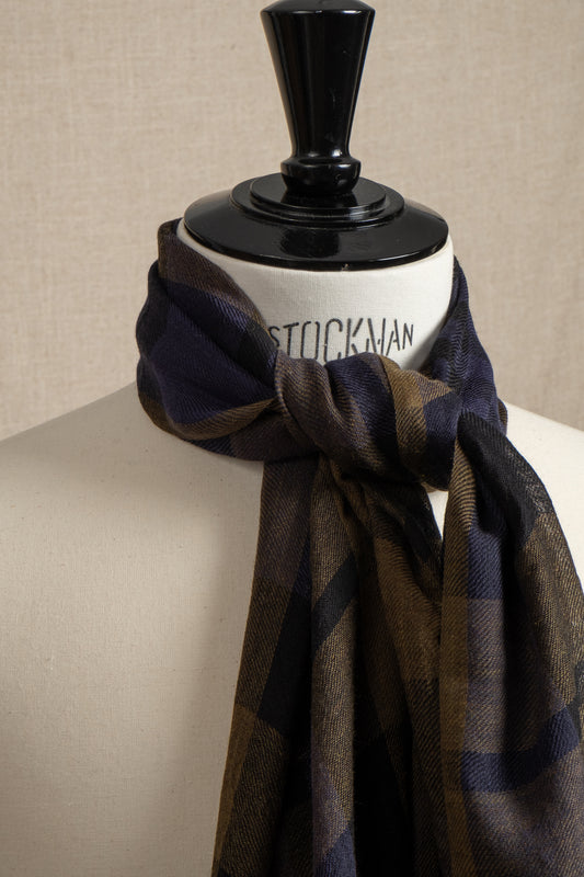 Tartan Scarf - Navy Indigo Olive