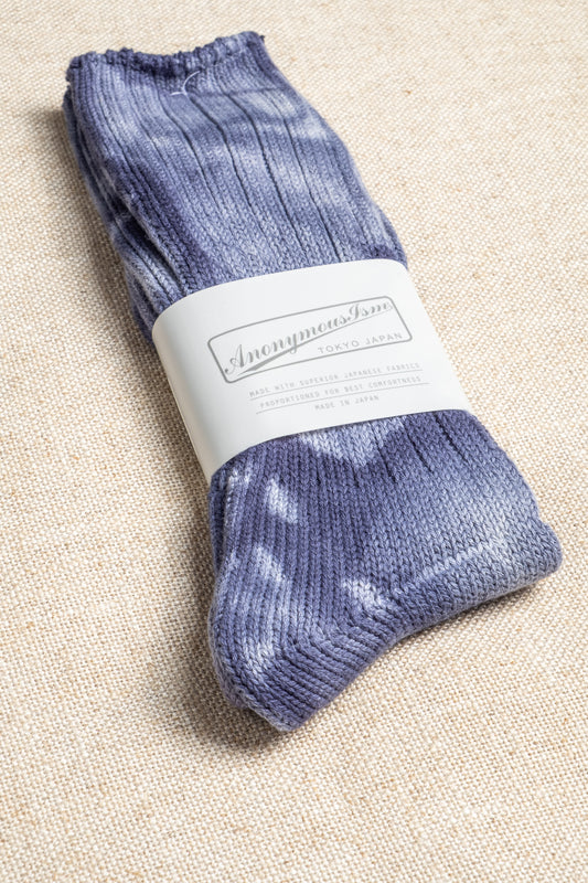 Uneven Dyed Crew - Navy