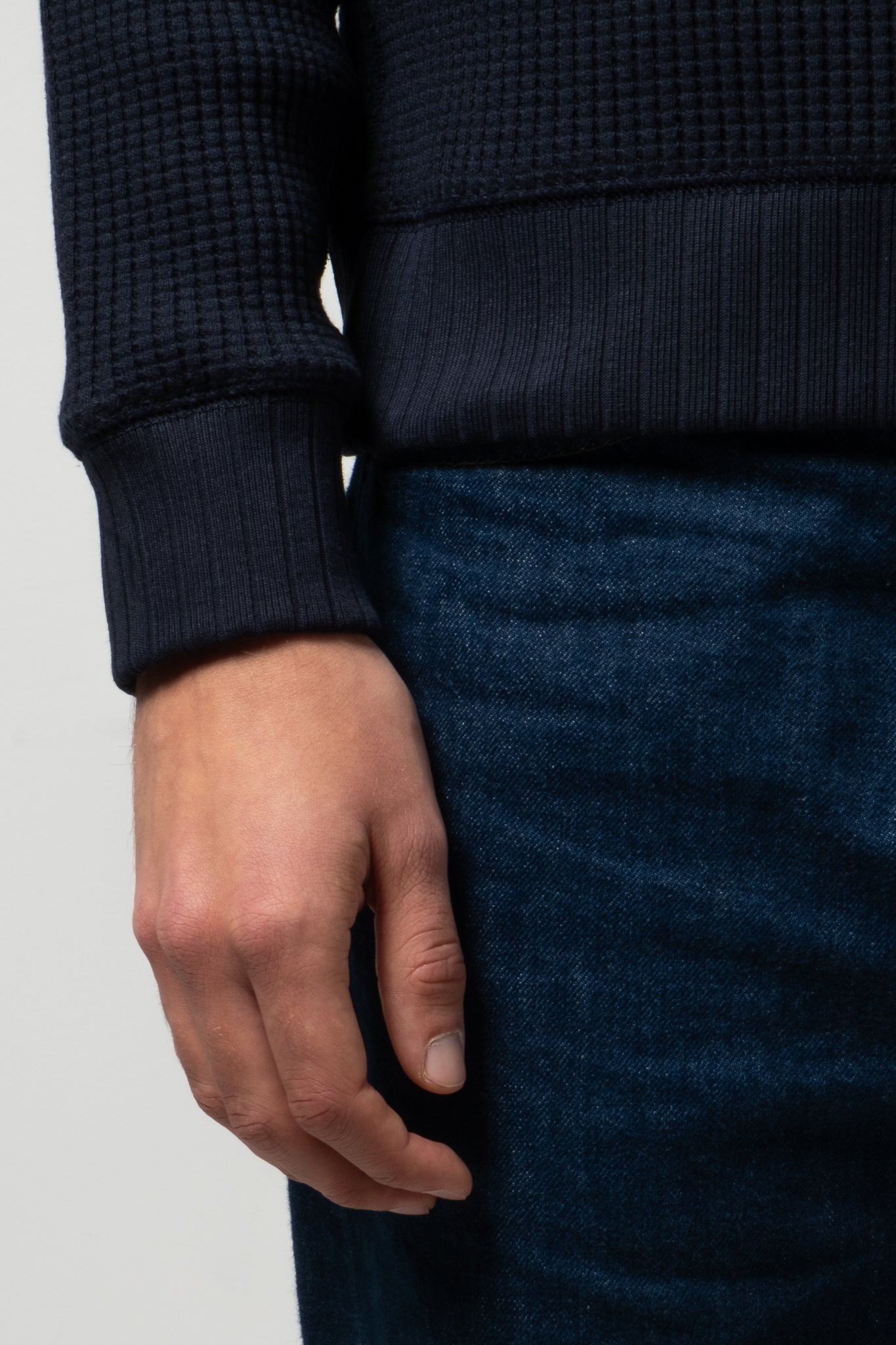 Waffle Midneck Sweater - Dark Navy