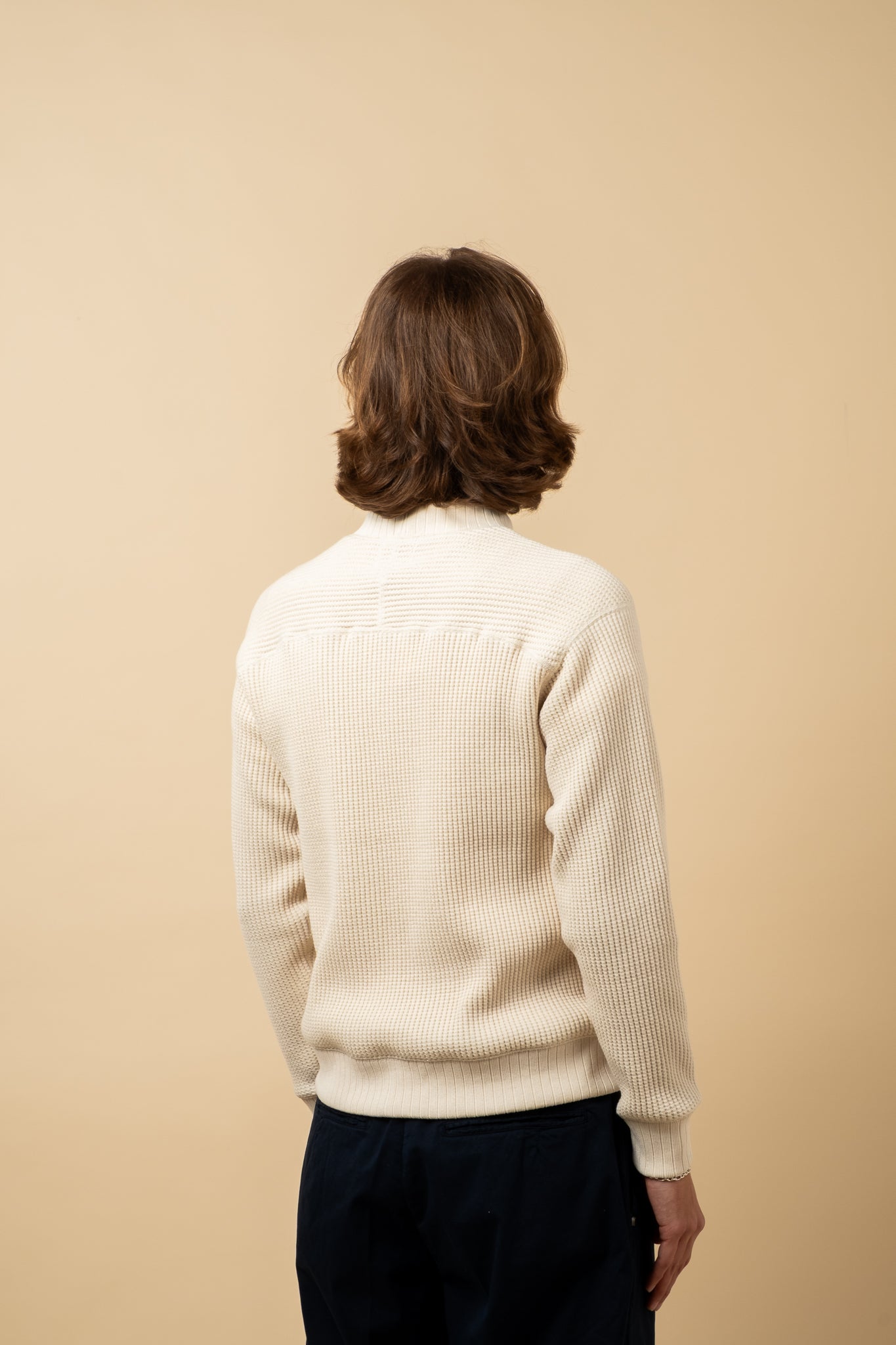 Waffle Midneck Sweater - Ivory