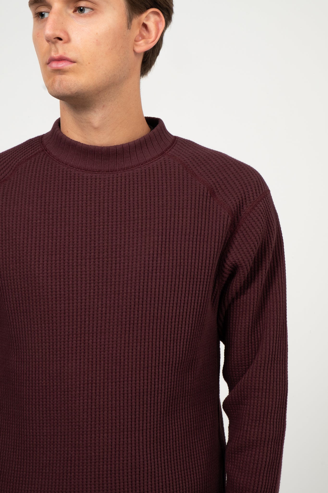 Waffle Midneck Sweater - Mahogany