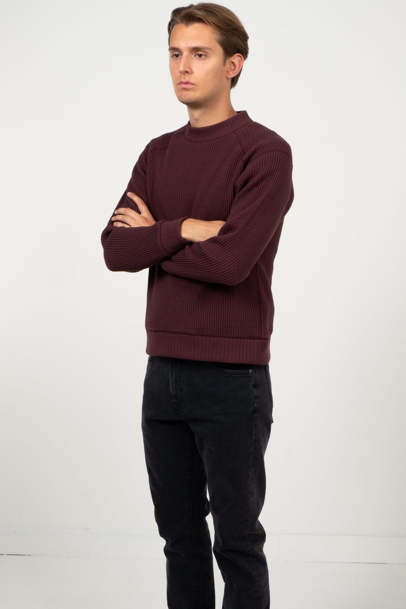 Waffle Midneck Sweater - Mahogany