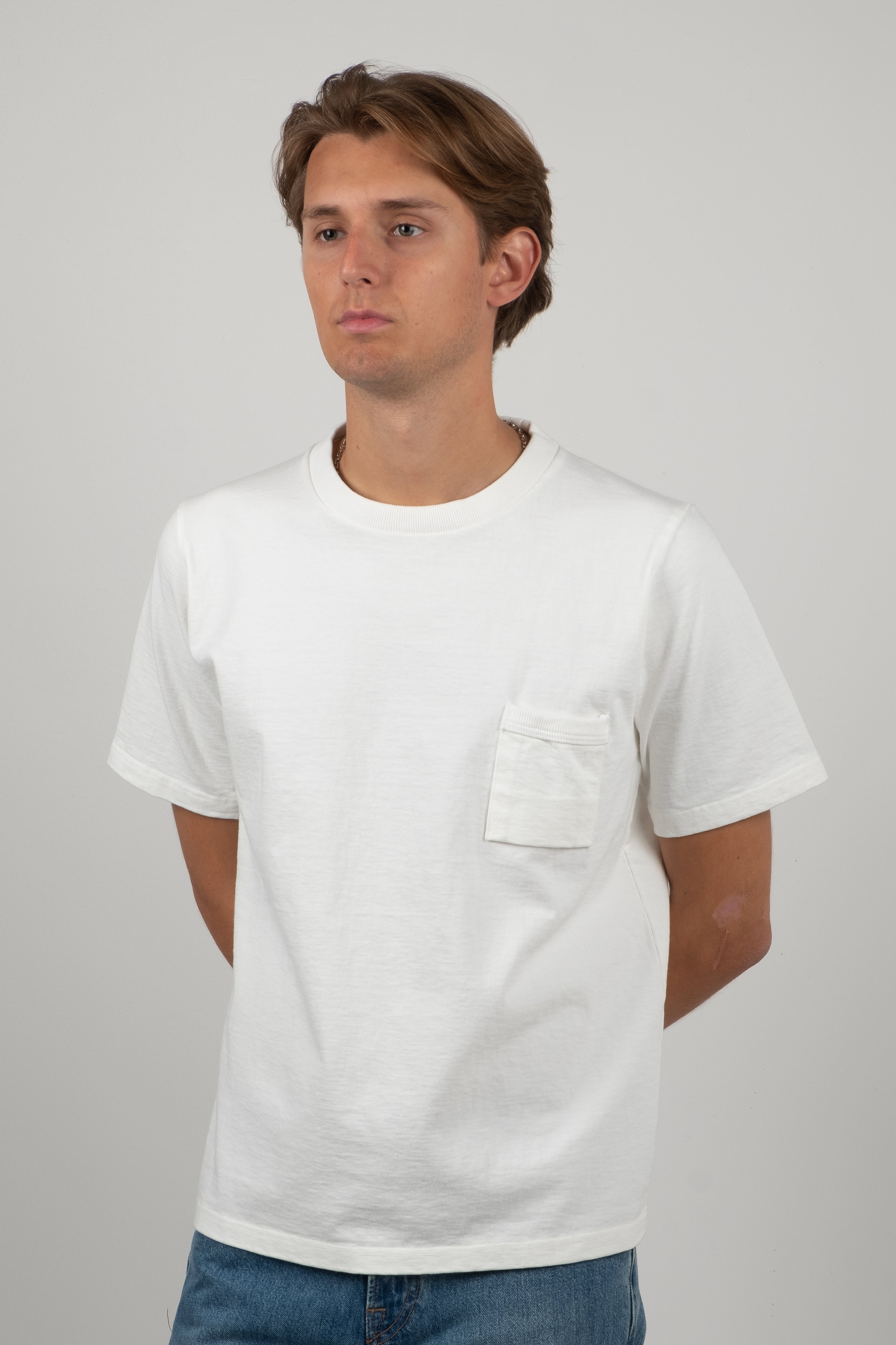 Hand Aged & Distressed Pocket Tee - Off White