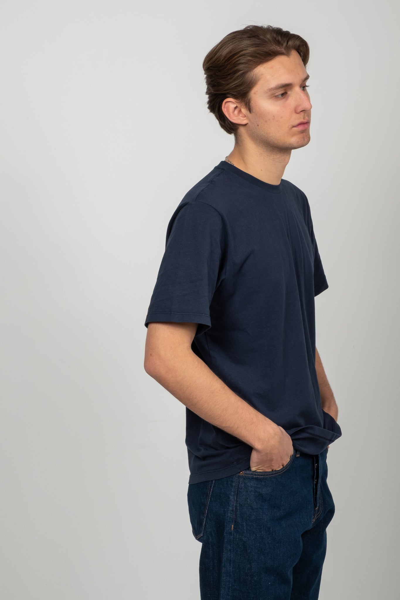 Roundneck T-Shirt Peach Jersey - Navy