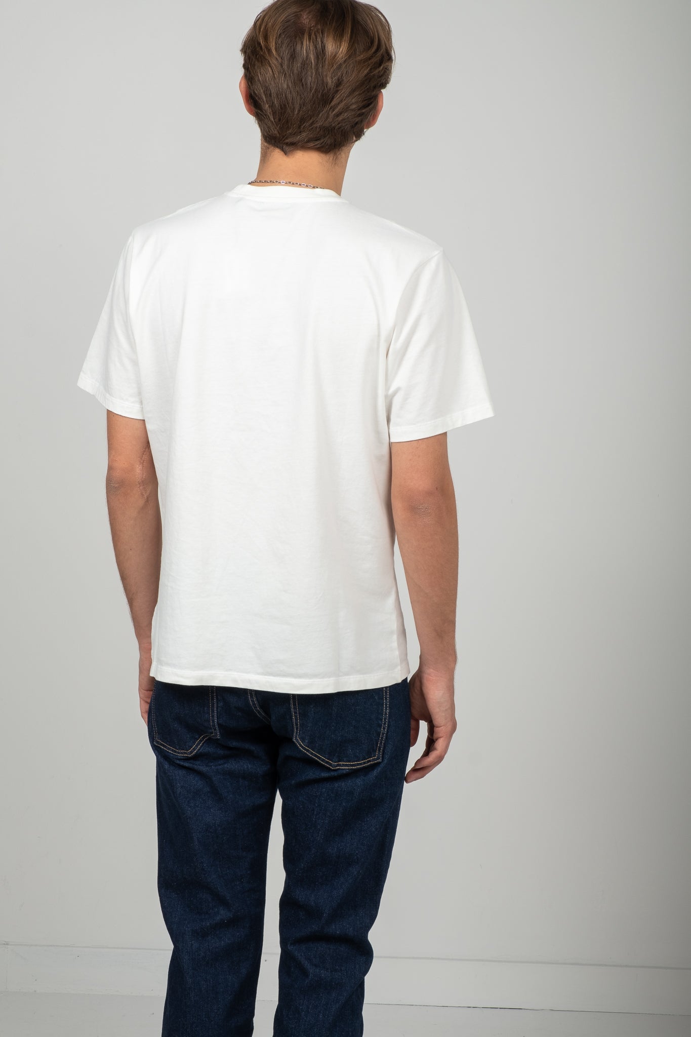 Roundneck T-Shirt Peach Jersey - White