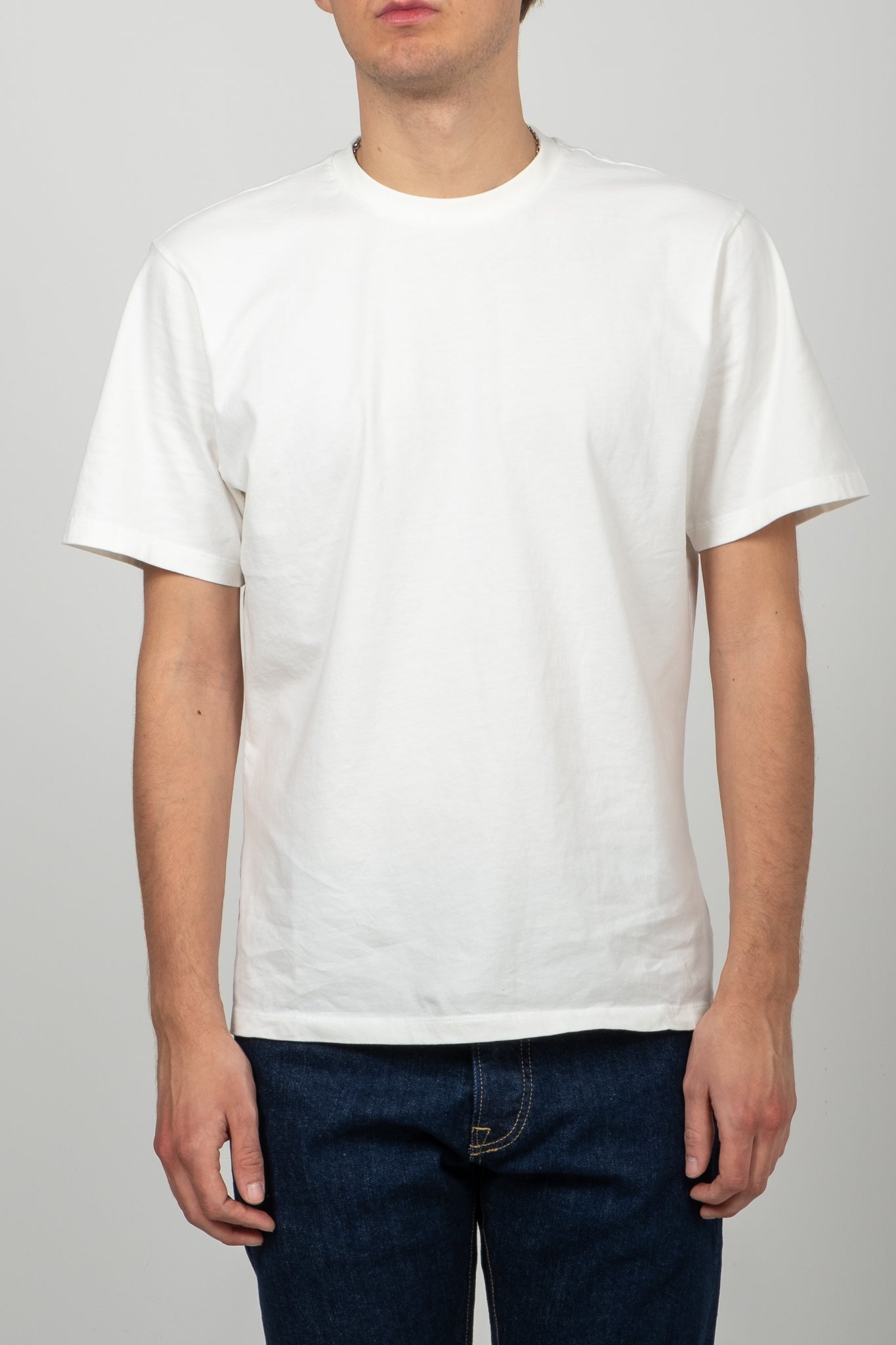 Crewneck T-Shirt Peach Jersey - White